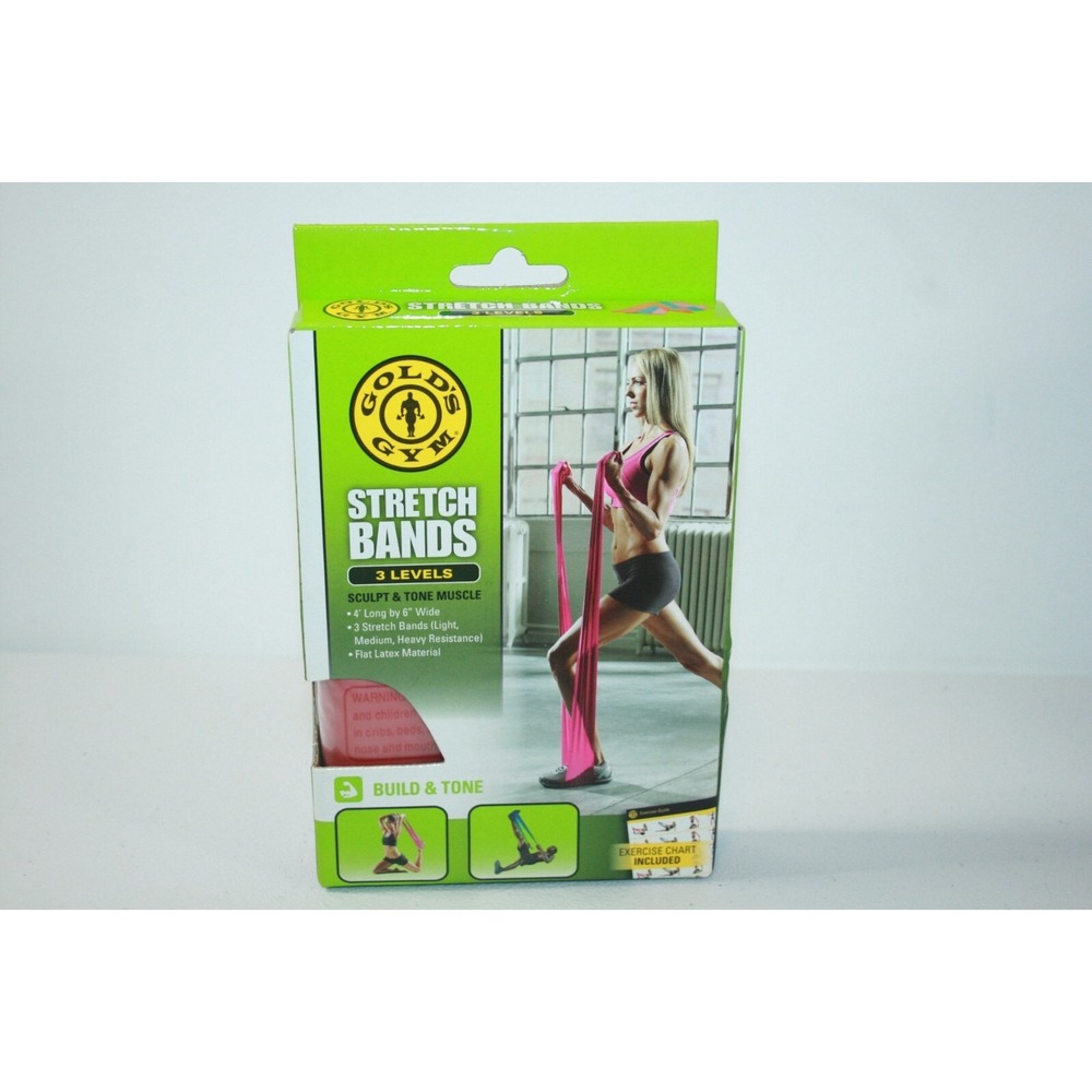 NEW‎ Golds Gym Stretch Resistance Latex Workout Bands 3 Levels Tone Muscles